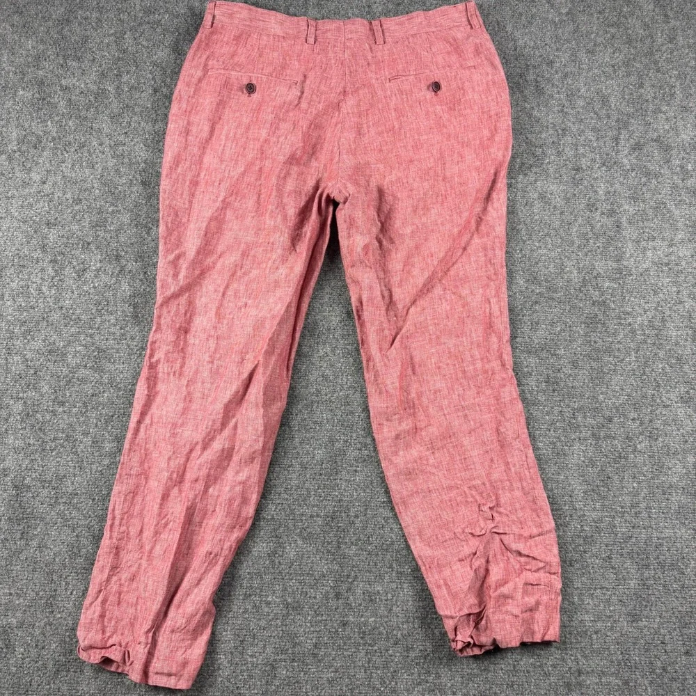 Tommy Hilfiger Linen Pants Mens 36x30 Red Flat Front Casual Trousers Summer